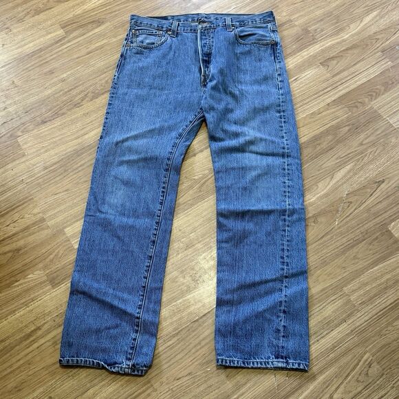 Men's Vintage Levi's 501xx Button-Fly Straight Leg Blue Jeans 36x34 - Picture 9 of 16